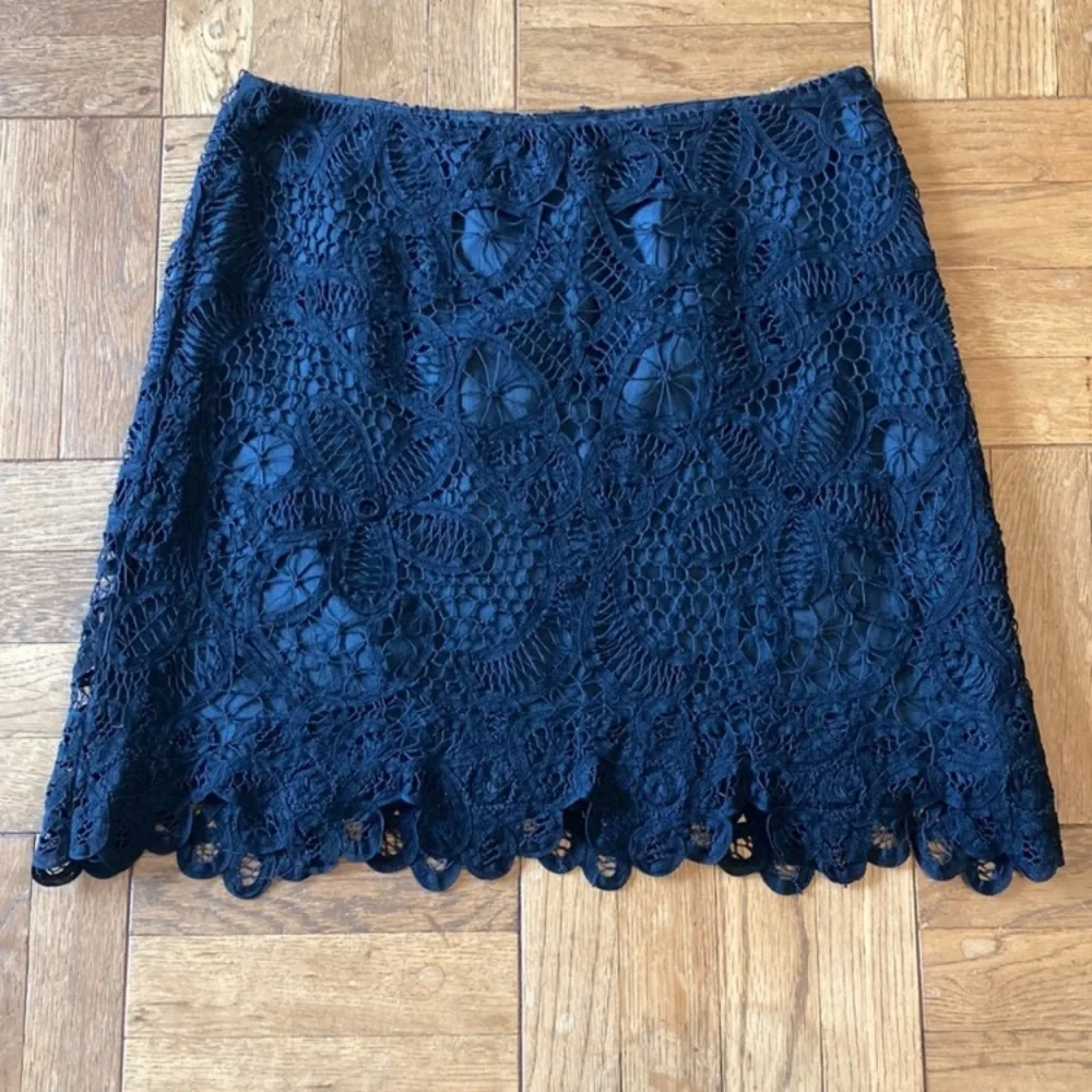 100% linen lace skirt, dark black, lined, 8 - Picture 5 of 8